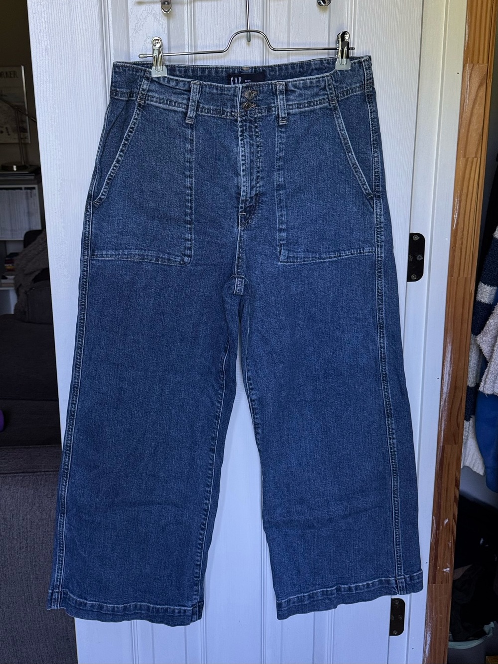 GAP high rise wide leg mid wash jeans